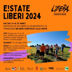 Volantino dei campi di volontariato E!state Liberi 2024