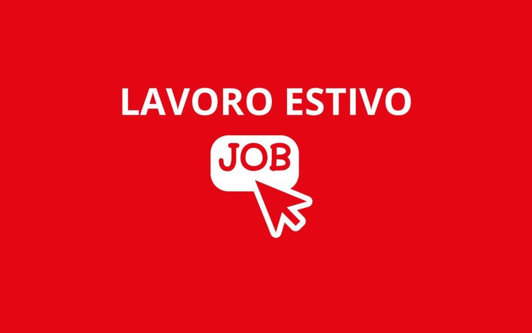 Banner con sfondo rosso e la scritta lavoro estivo
