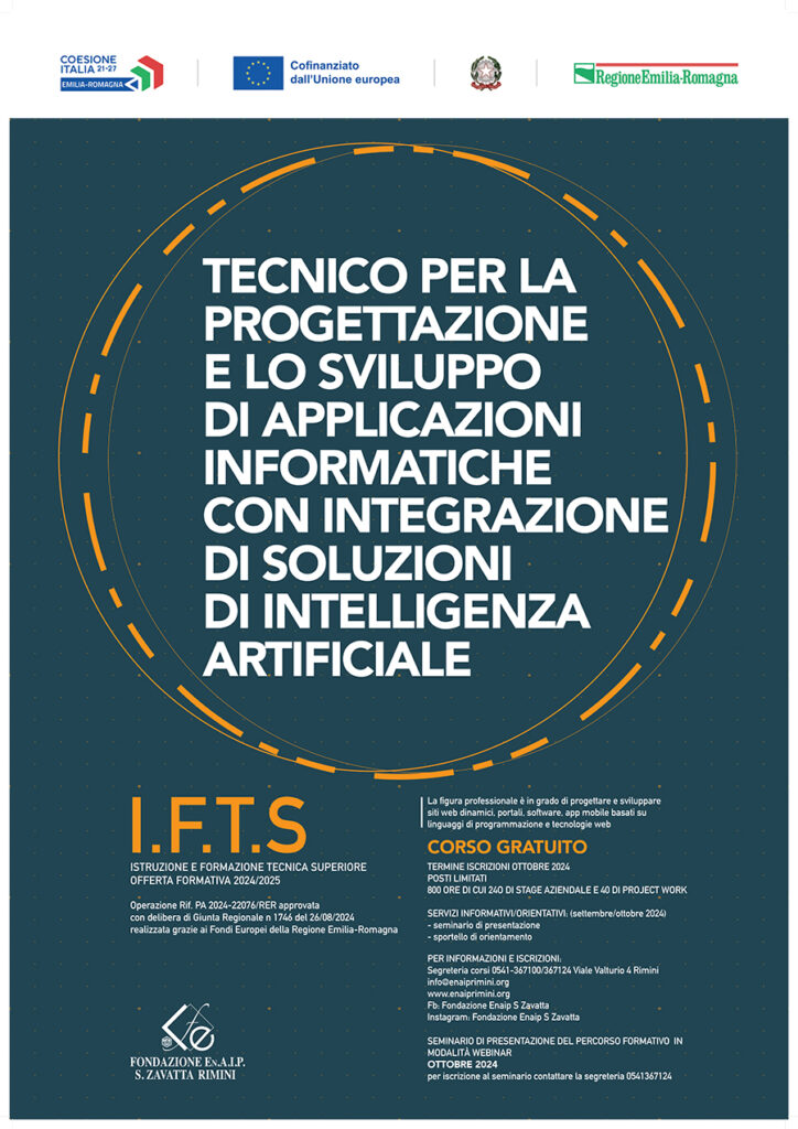 Locandina corso Ifts in applicazione informatiche Enaip Rimini