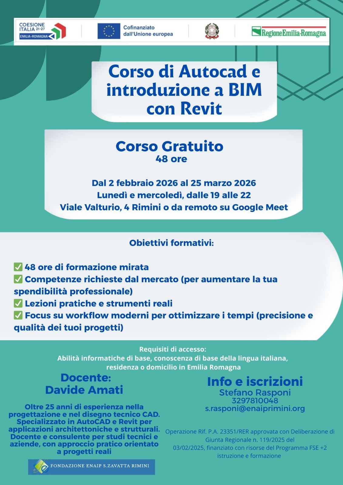 Volantino Corso Autocad Fondazione Enaip 2026