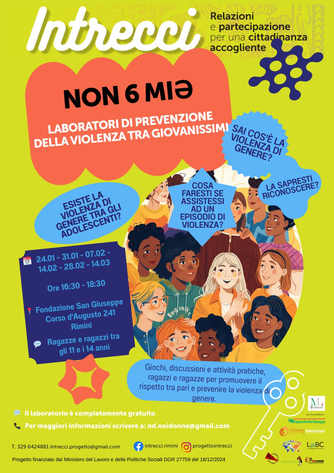 La locandina dei laboratori del progetto Intrecci