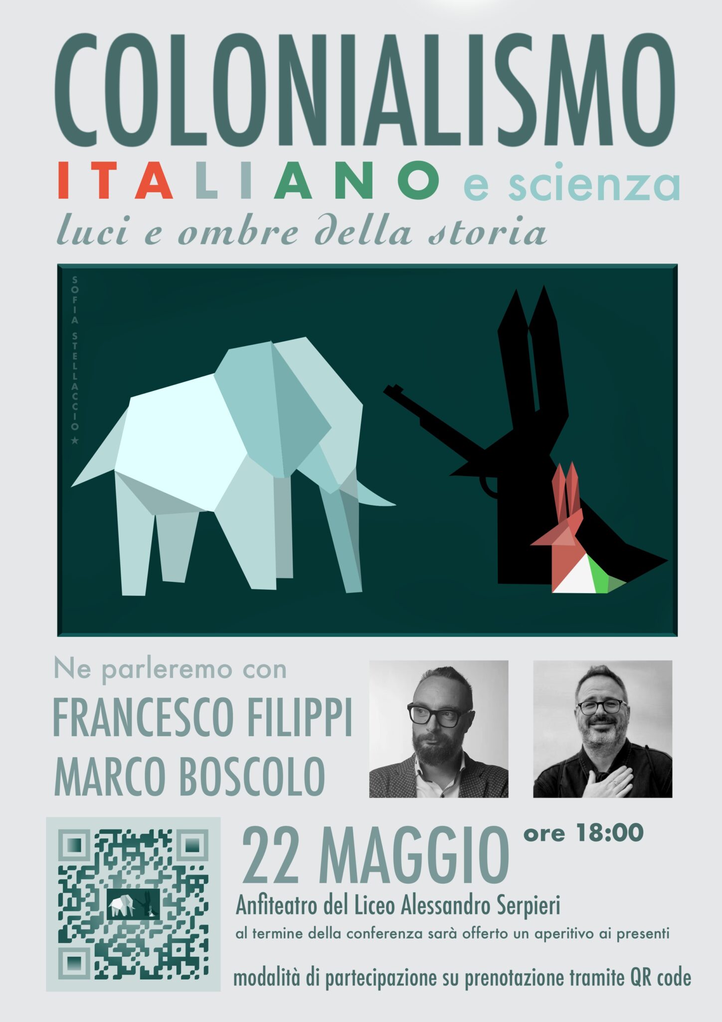 Volantino dell'evento sul colonialismo al Liceo Serpieri